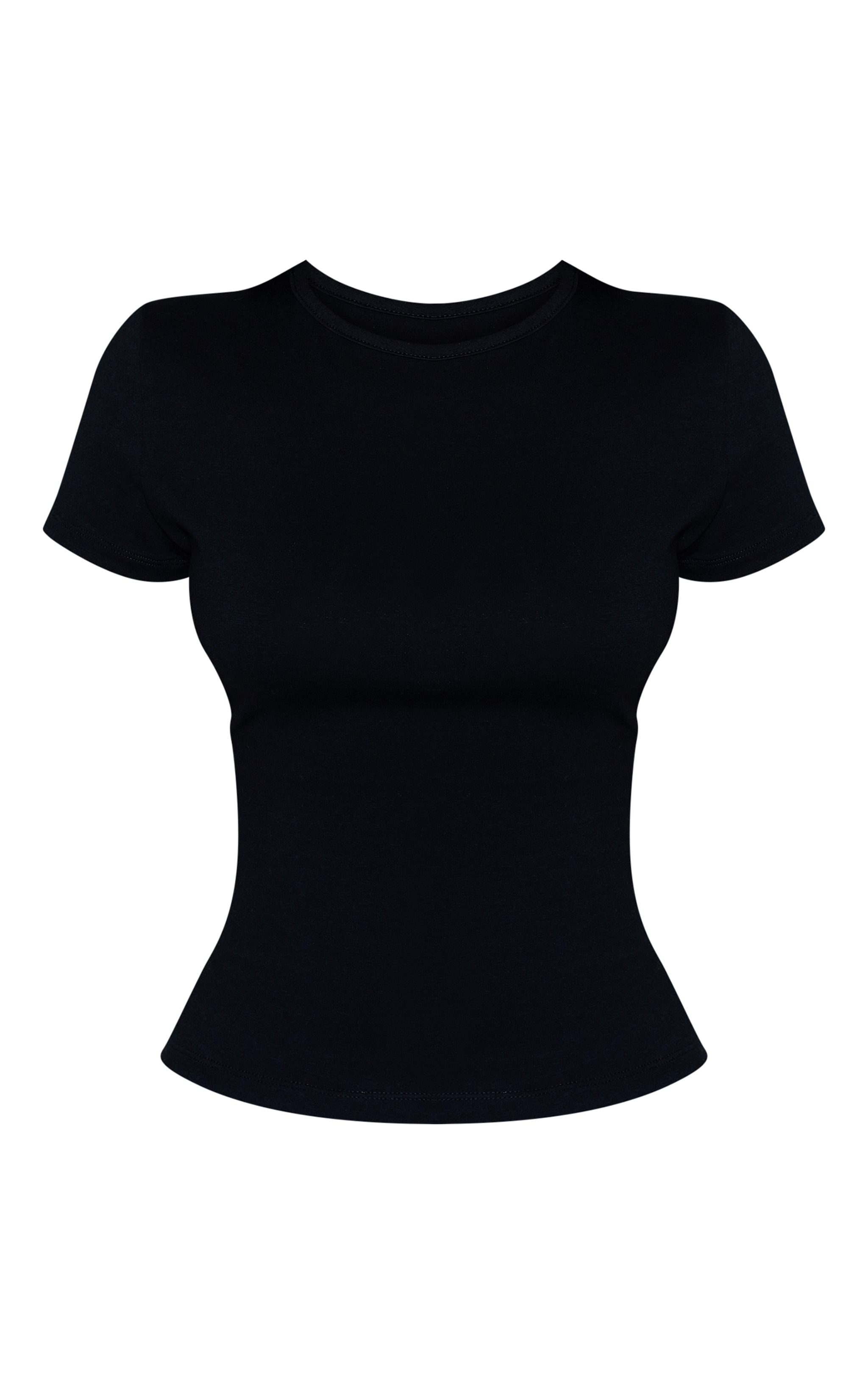 Petite Black Cotton Crew Neck Longline Short Sleeve T-shirt image 5