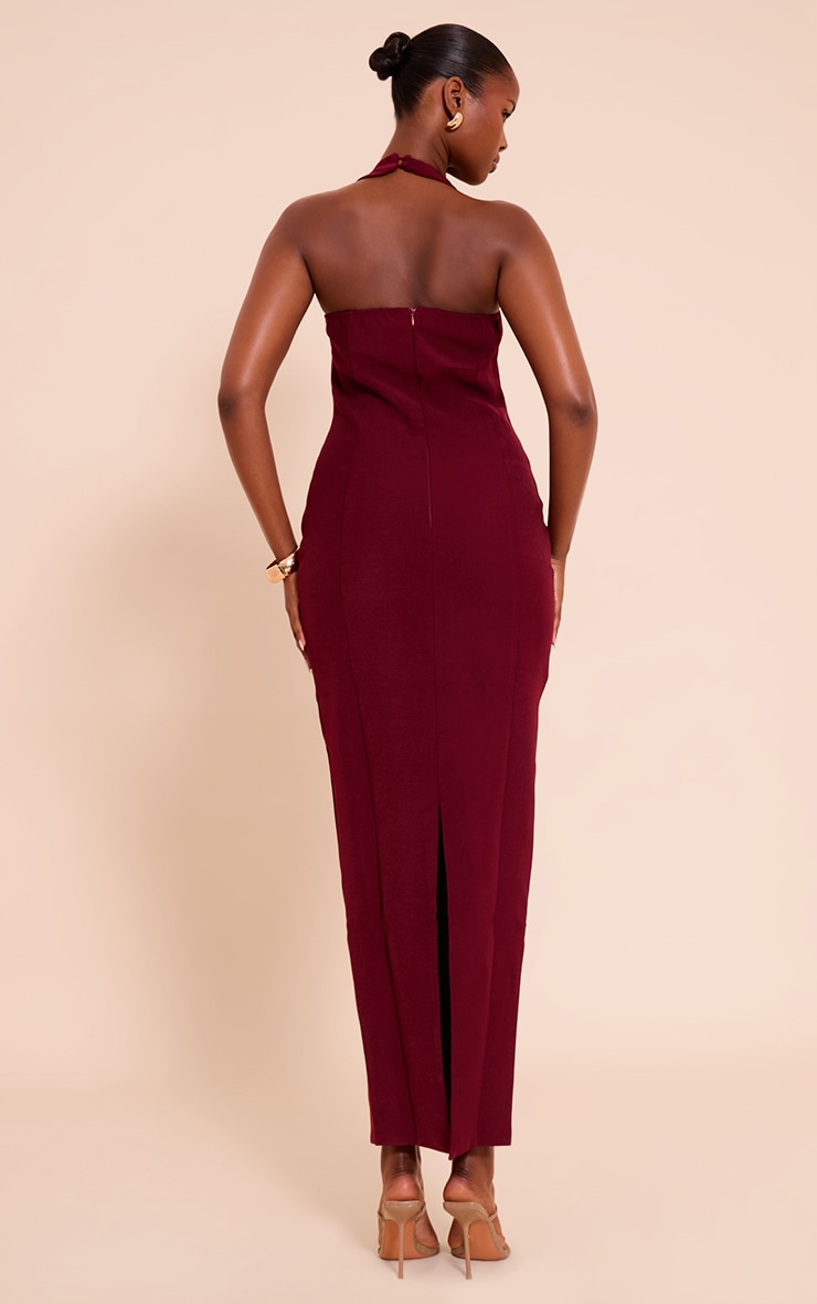 Robe longue tissée prune à dos nu et boutons image 2