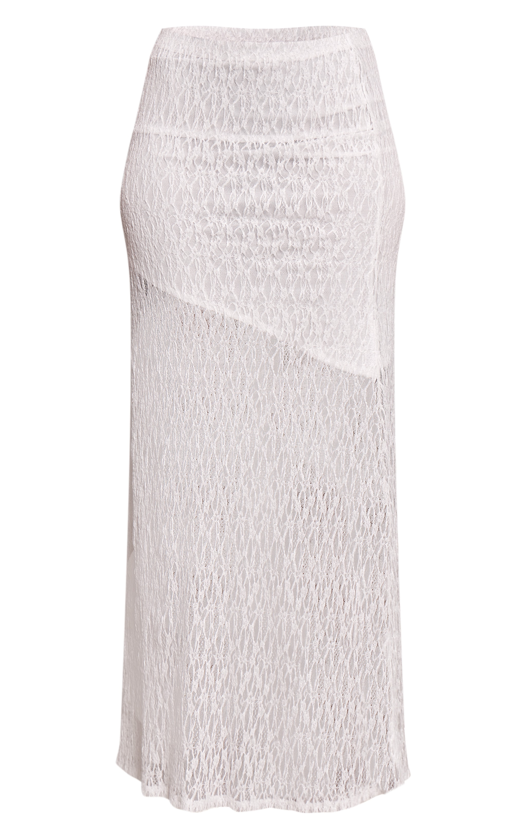 White Lace Asymmetric Maxi Skirt image 5