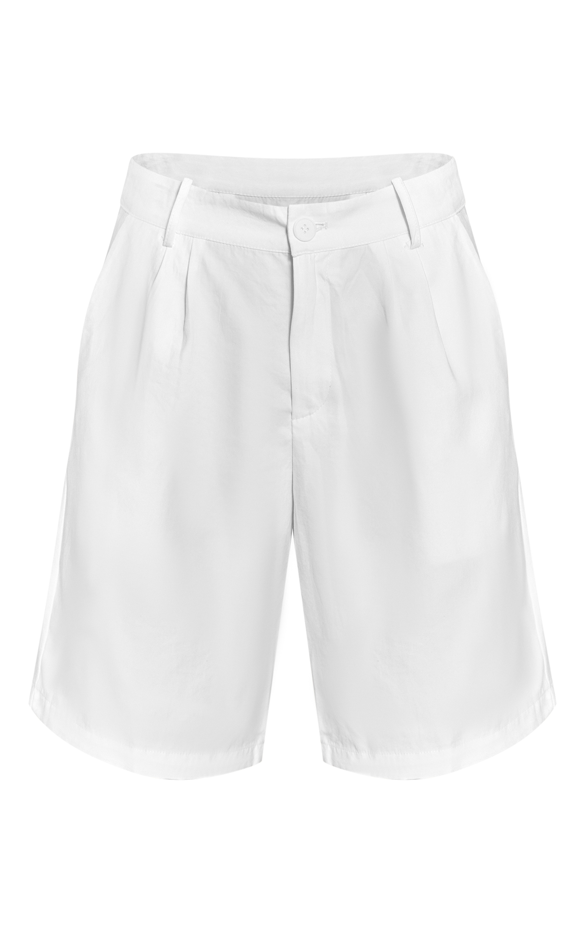 White Peachskin Longline Shorts image 6