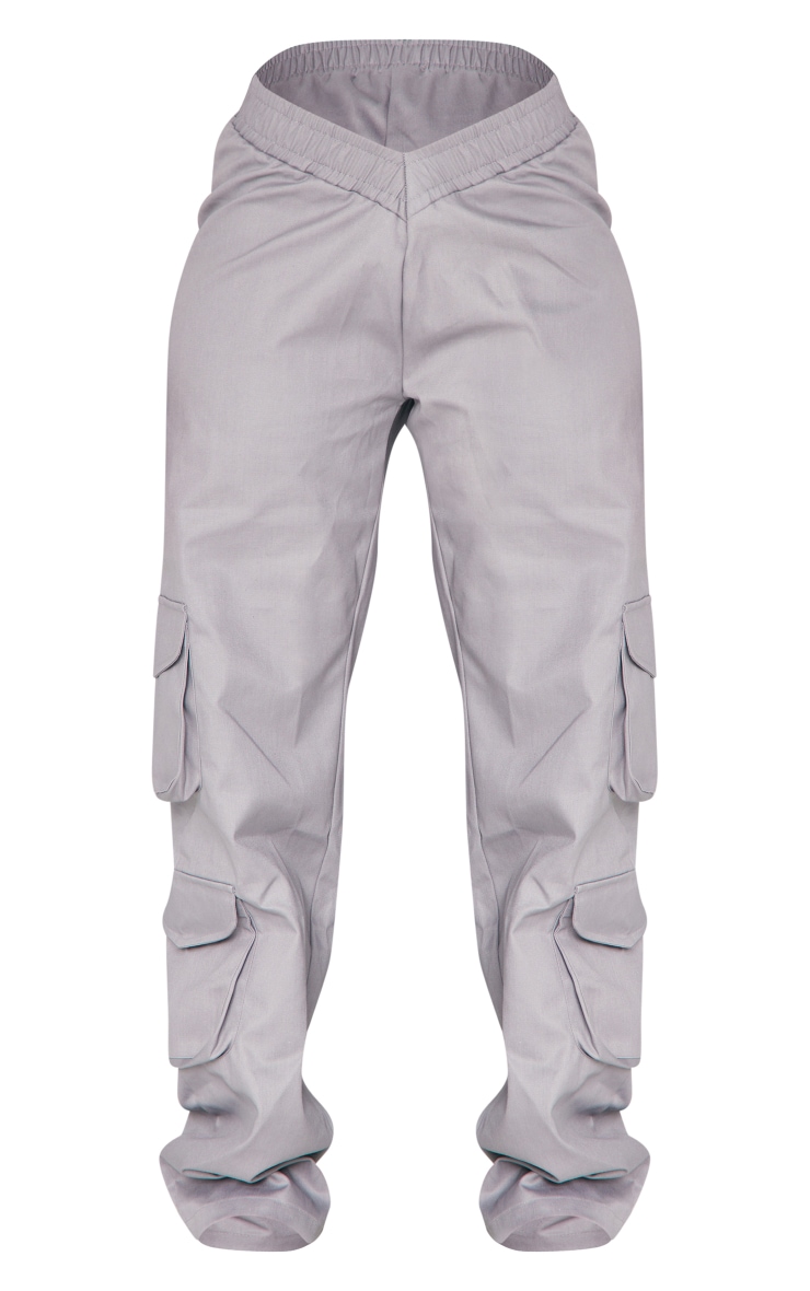 Grey Low Rise V-hem Cargos image 5