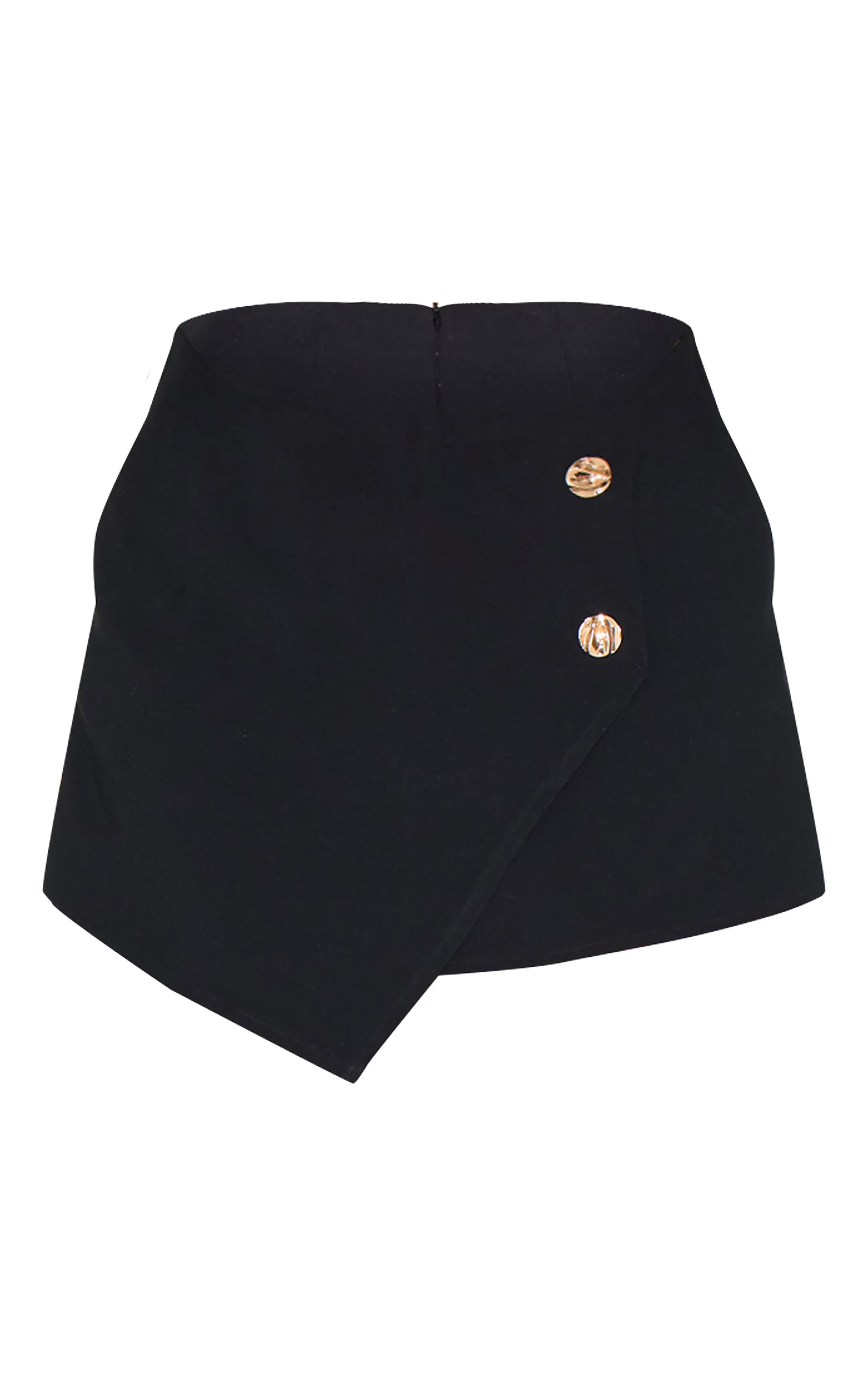 Shape Black Linen Look Asymmetrical Hammered Button Skort image 6