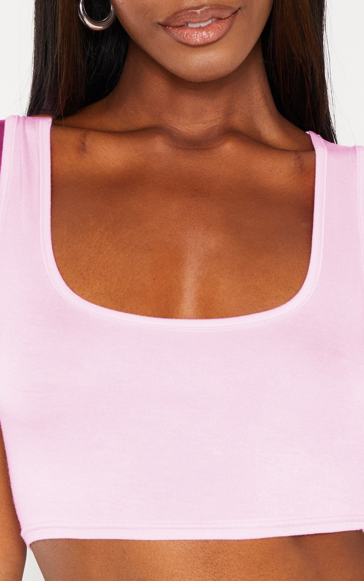 Basic Baby Pink Scoop Neck Crop Top Tops PrettyLittleThing