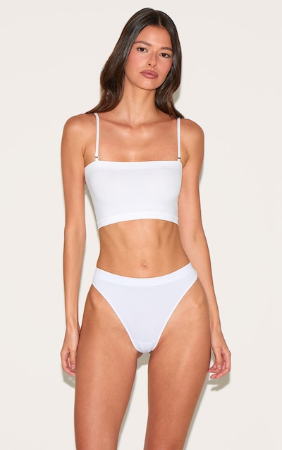 Soutien-gorge bandeau blanc sans coutures à bretelles retirables