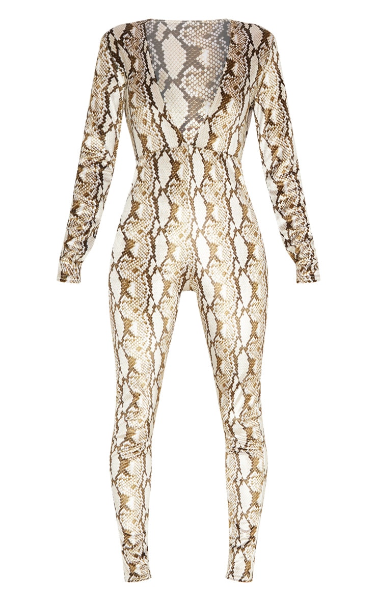 Multi Snake Print Velvet Jumpsuit | PrettyLittleThing USA