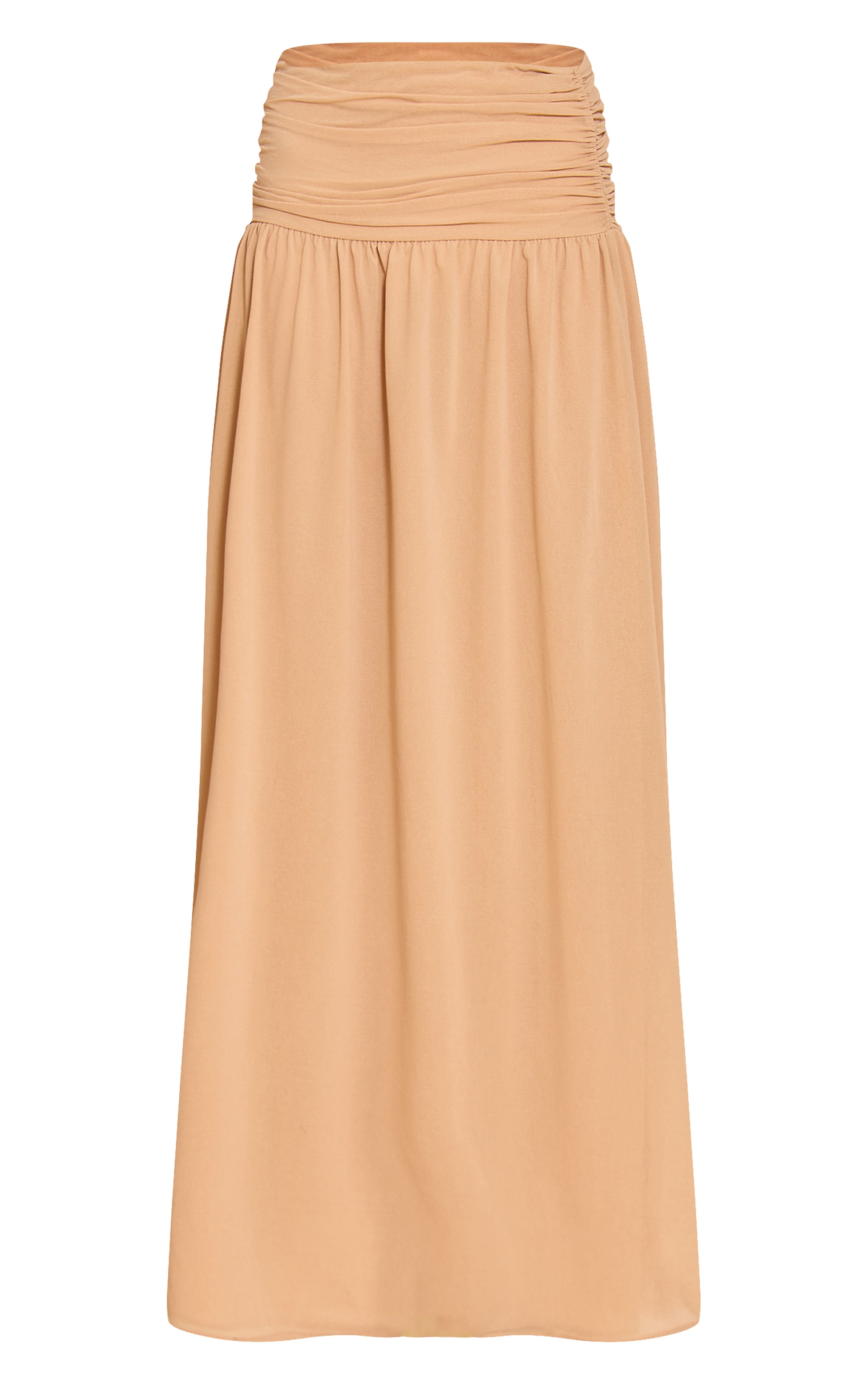 Sand Chiffon Ruched Drop Waist Maxi Skirt image 5
