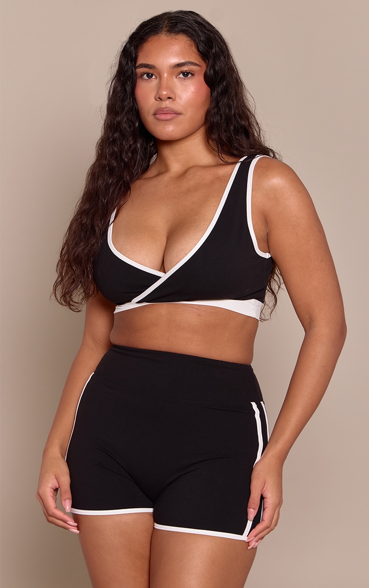 Shape Black Sculpt Contrast Stripe Detail Shorts image 4
