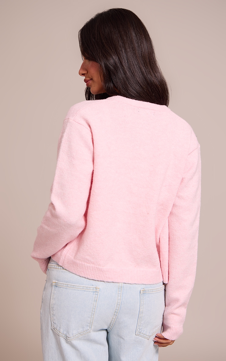 Petite Baby Pink Knit Button Through Cardigan image 2