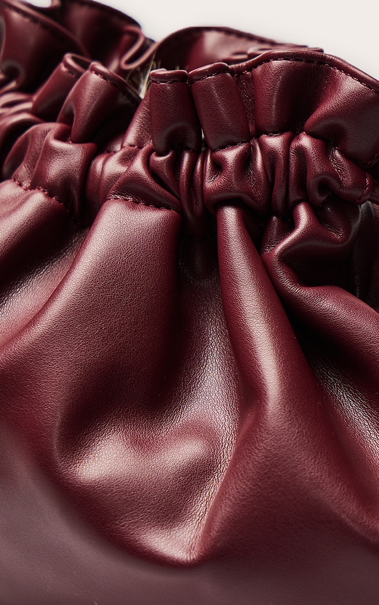 Burgundy Bead Ruched Pouch Clutch Bag image 5