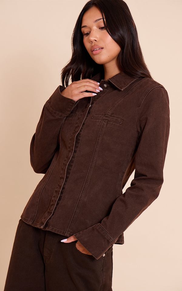 Dark Chocolate Fitted Seam Detail Shirt