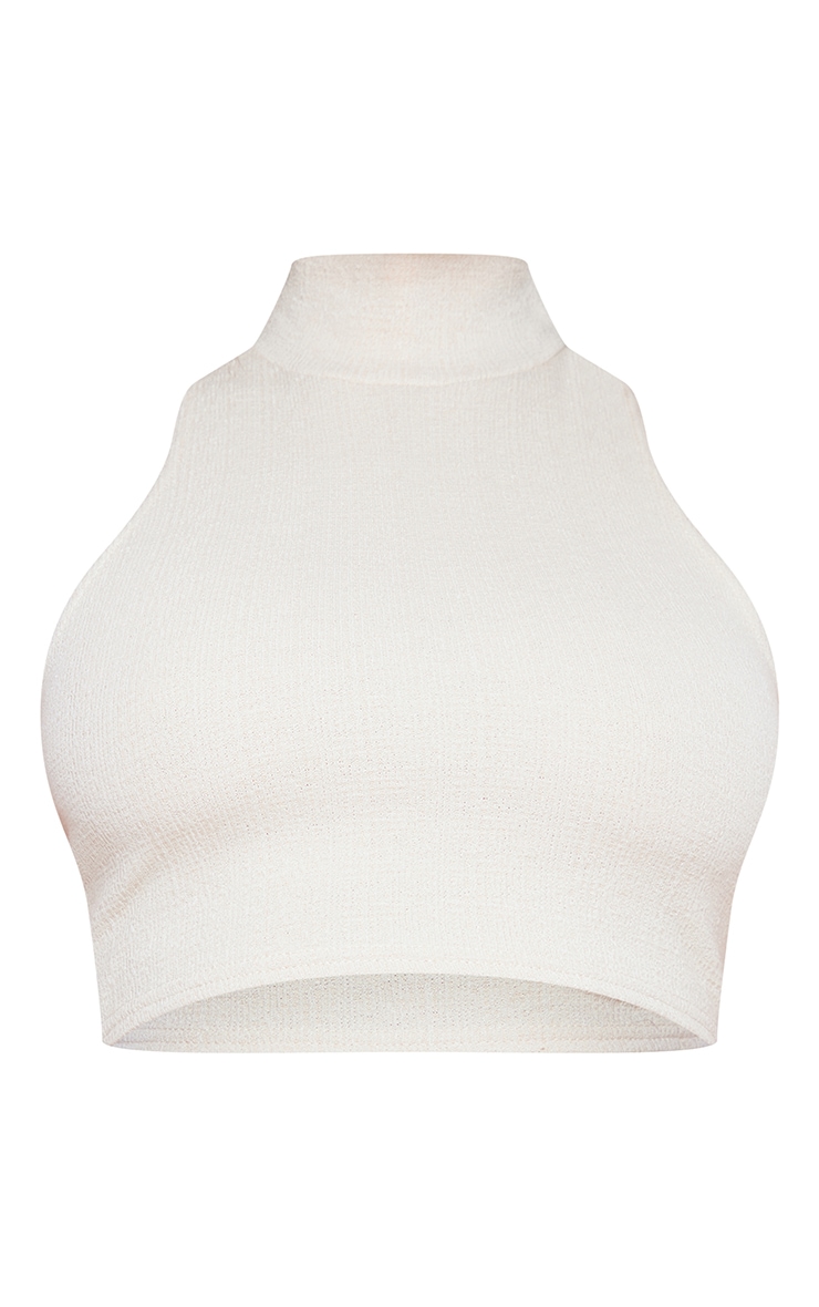 Stone Textured Jersey High Neck Racer Crop Top image 5