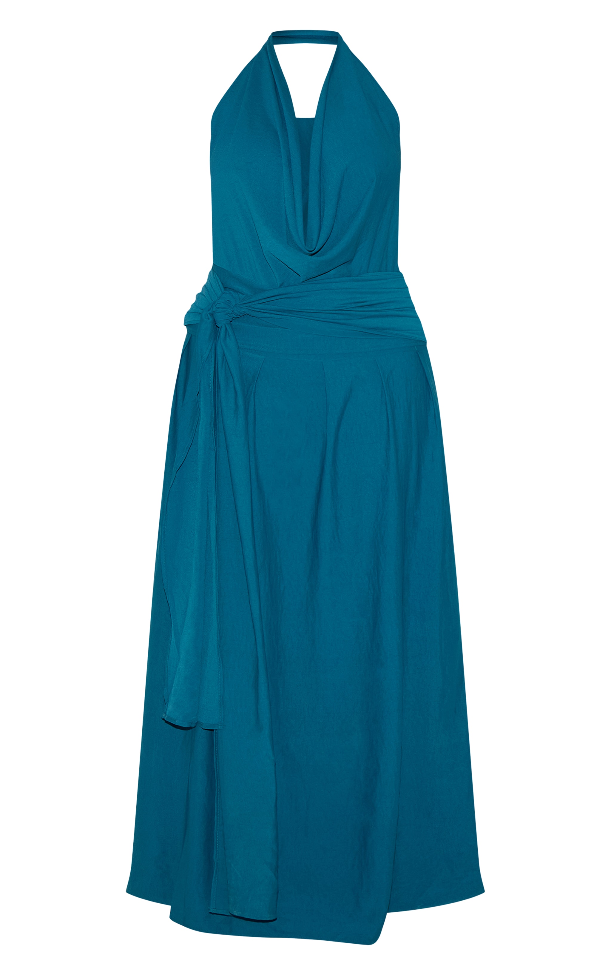 Plus Teal Floaty Woven Cowl Neck Low Back Maxi Dress image 5