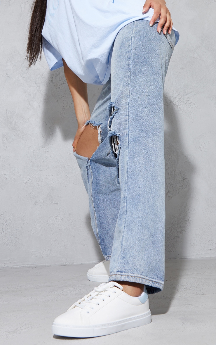 Baby Blue Basic Lace Up Trainers Footwear PrettyLittleThing