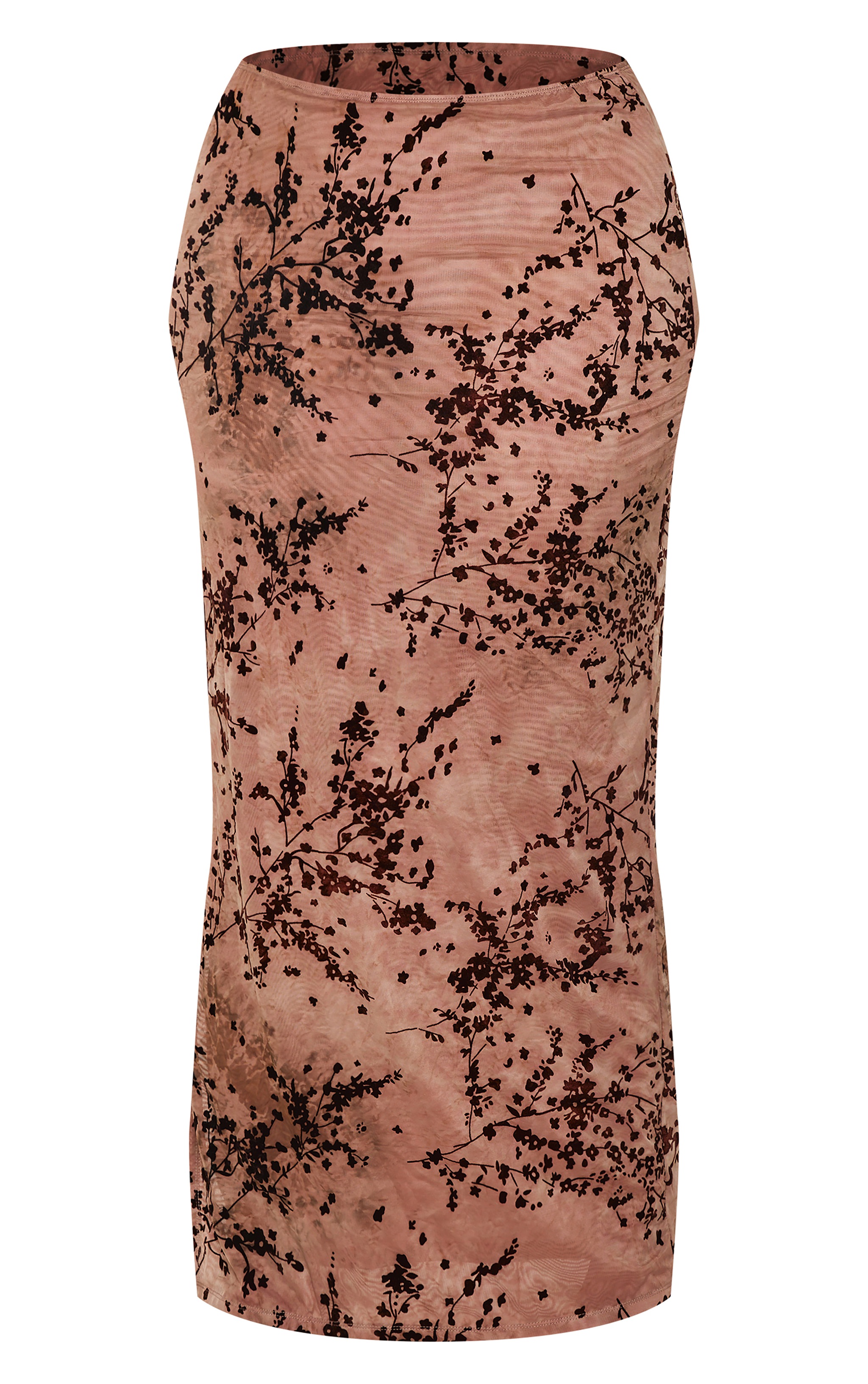 Plus Brown Devore Split Leg Maxi Skirt PrettyLittleThing IRE