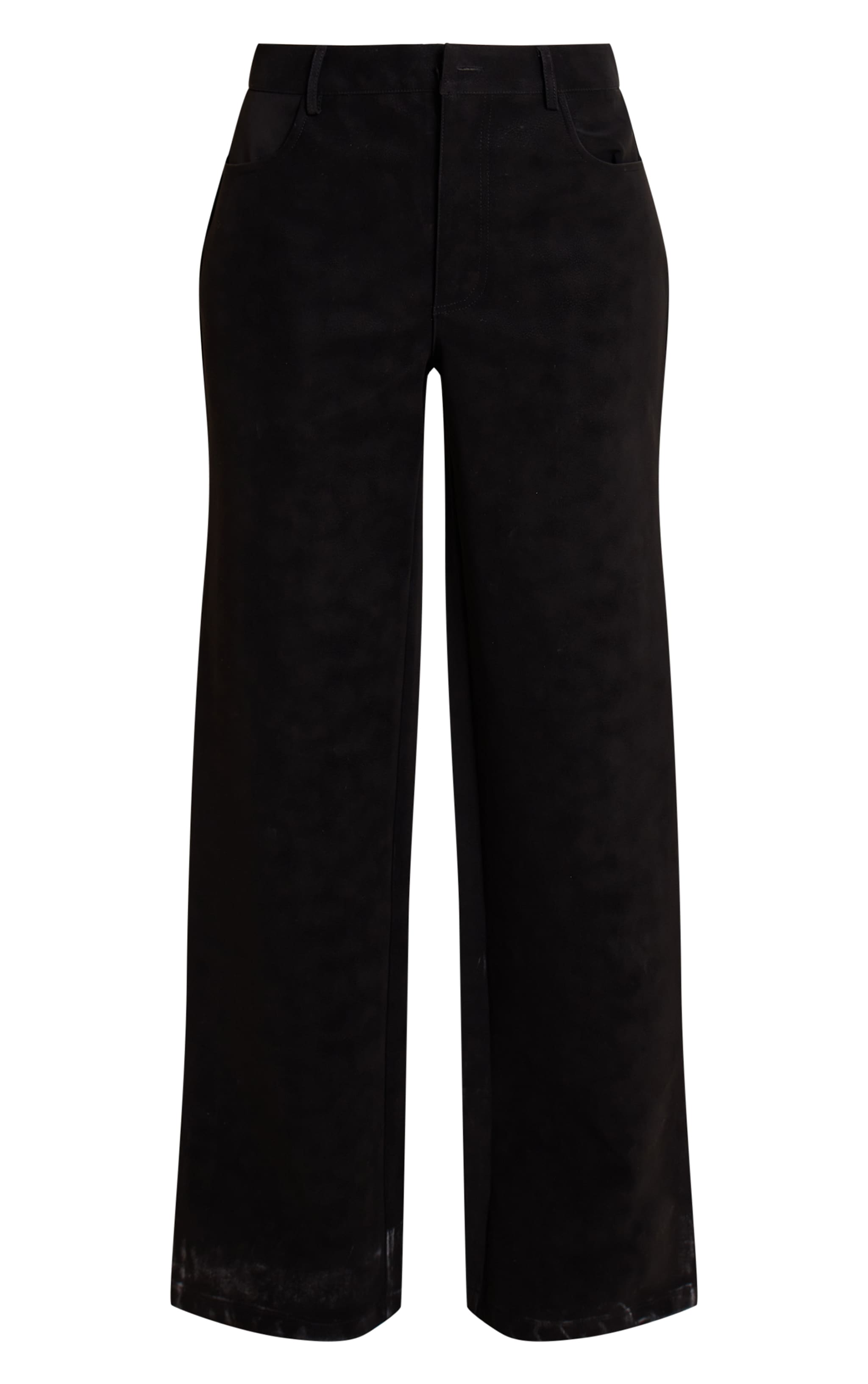 Tall Black Washed Faux Leather Wide Leg Pants image 5