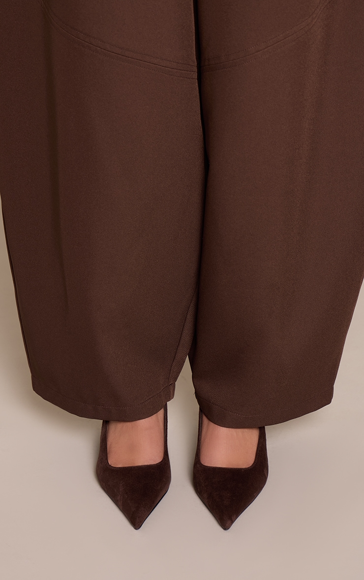 Chocolate Faux Suede Point Toe Heeled Sling Back image 1