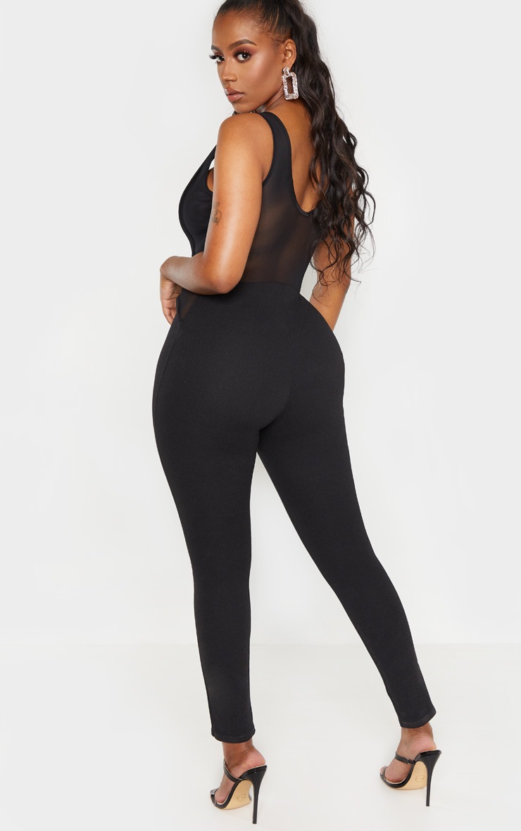 mesh panel jumpsuit
