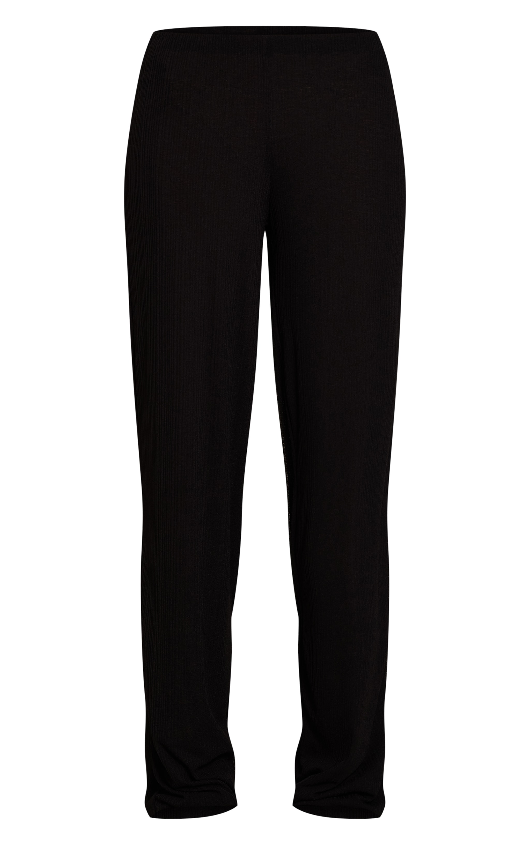 Black Sheer Textured Wide Leg Pants image 5