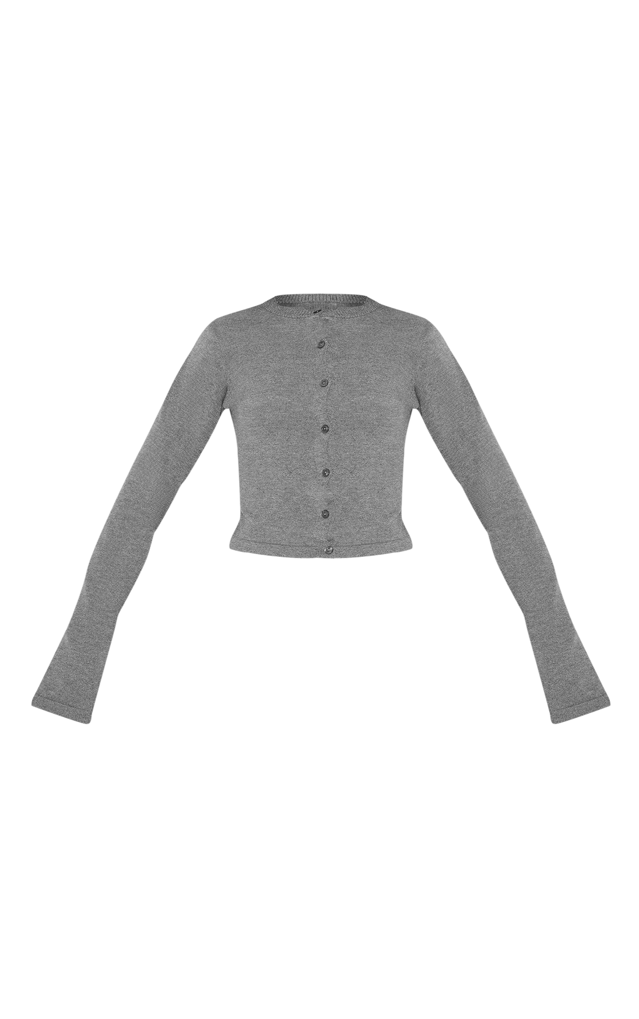 Tall Charcoal Button Up Slim Fit Knit Cardigan image 5