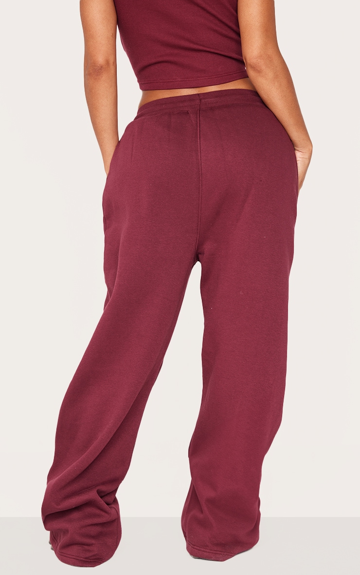 Shape Burgundy Binded High Waist Wide Leg Sweatpants image 3