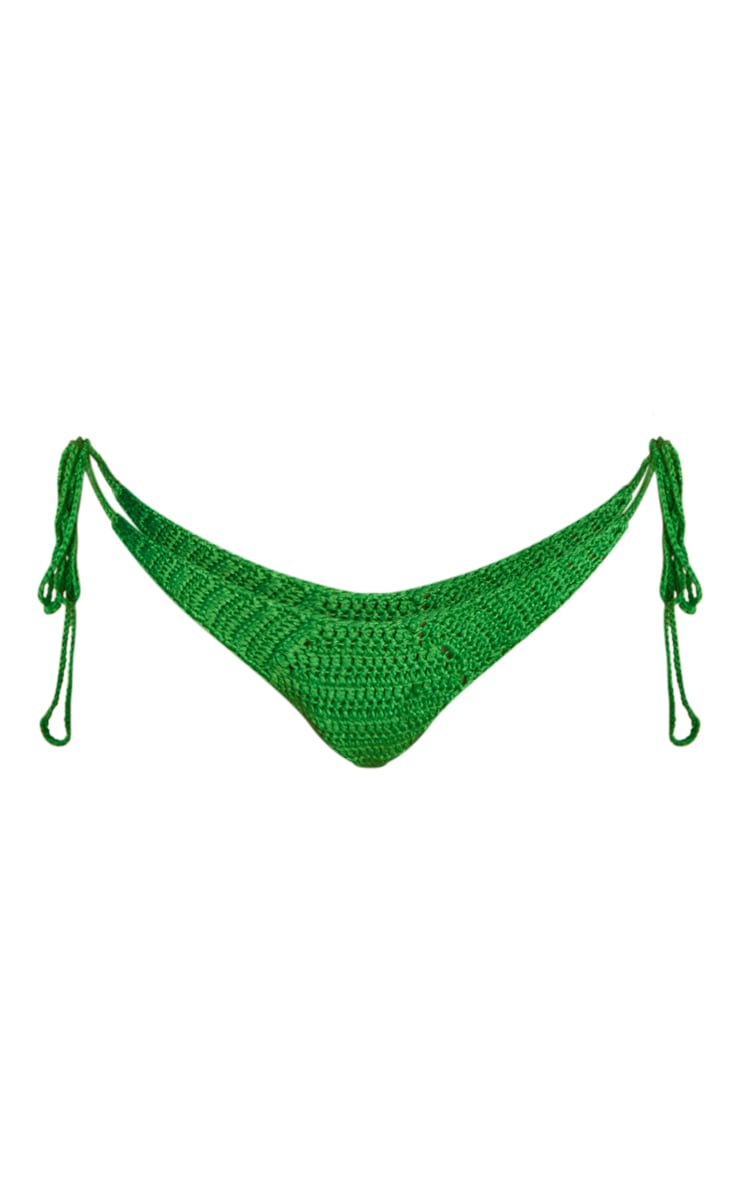 Green Crochet Tie Side Bikini Bottoms image 5