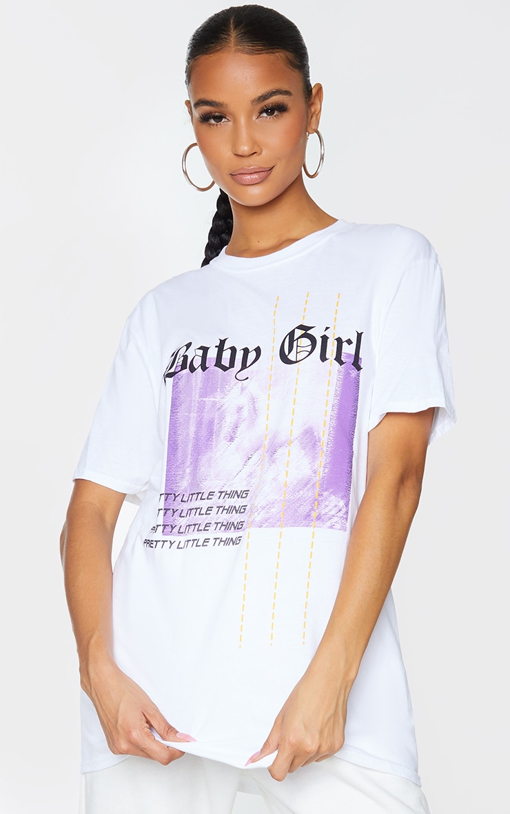 PRETTYLITTLETHING White Printed Baby Girl T Shirt