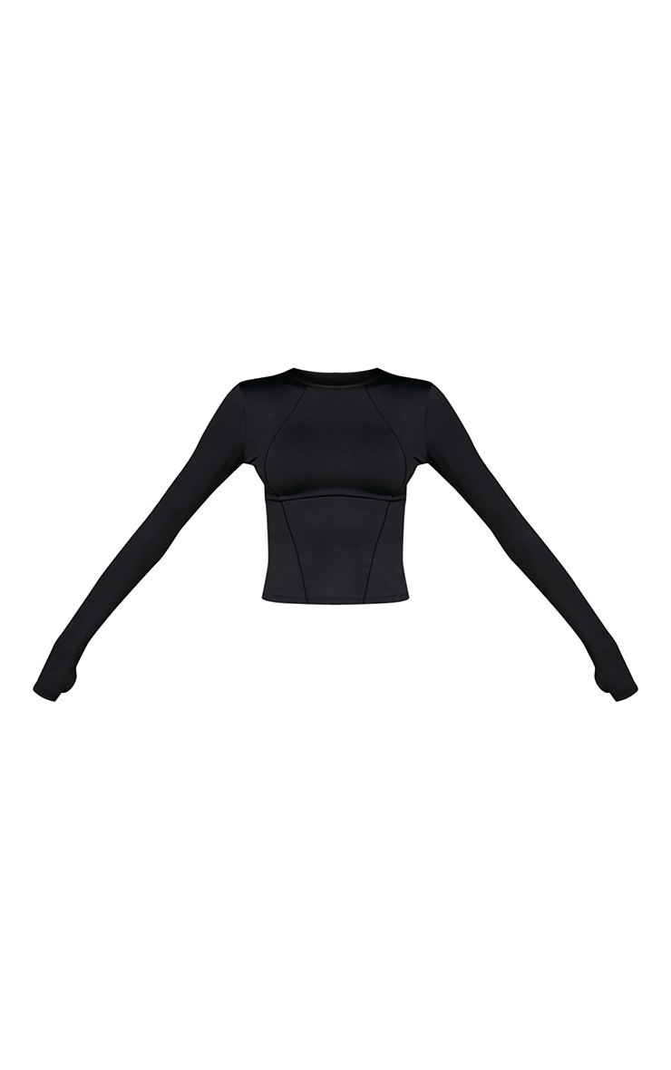 Black Ultimate Seam Detail Long Sleeve Top image 5