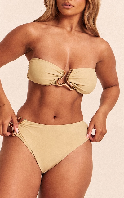 Shape Olive Gold Wave Trim Bikini Bottoms
