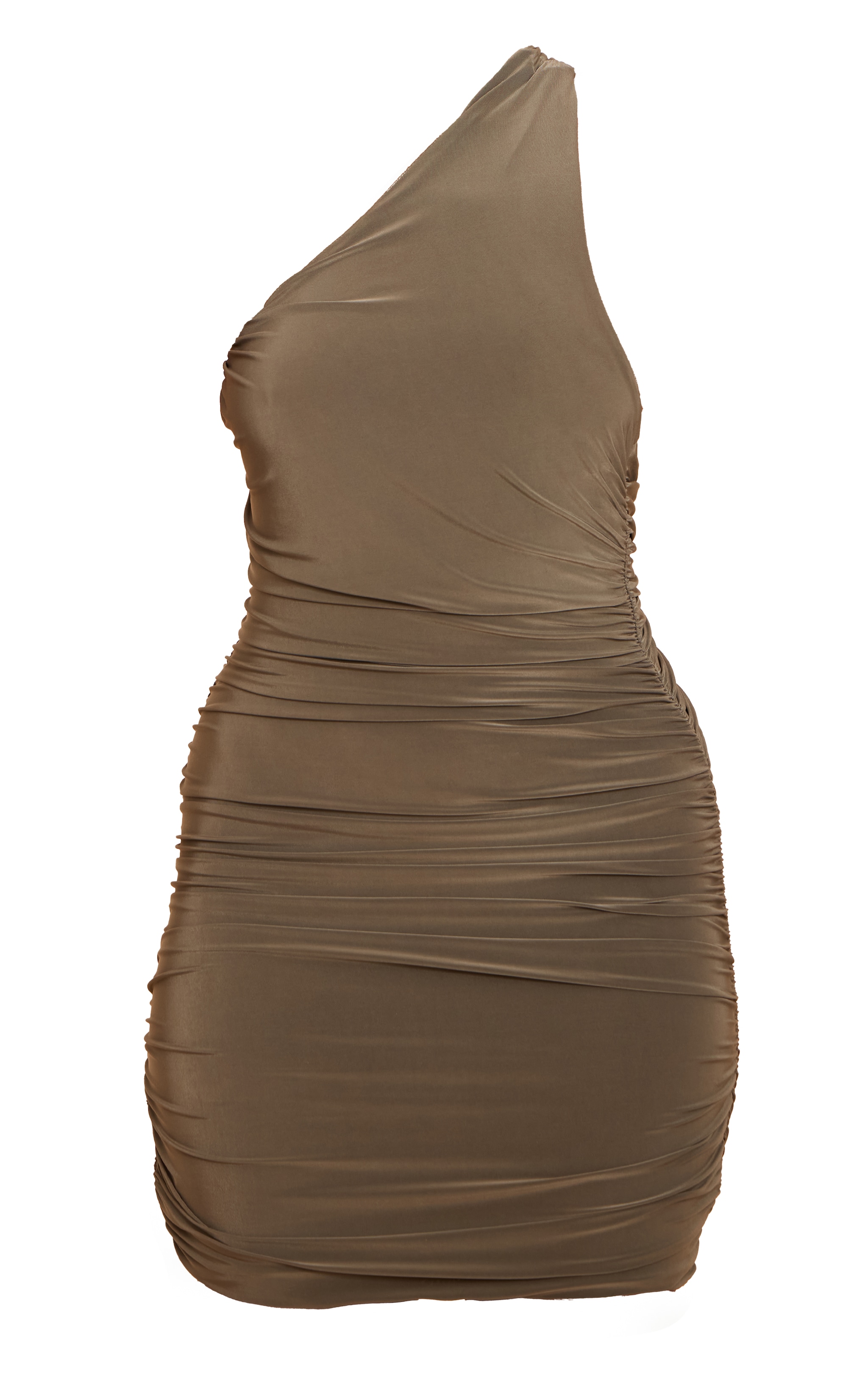 Olive Soft Touch Ruched One Shoulder Mini Dress image 5