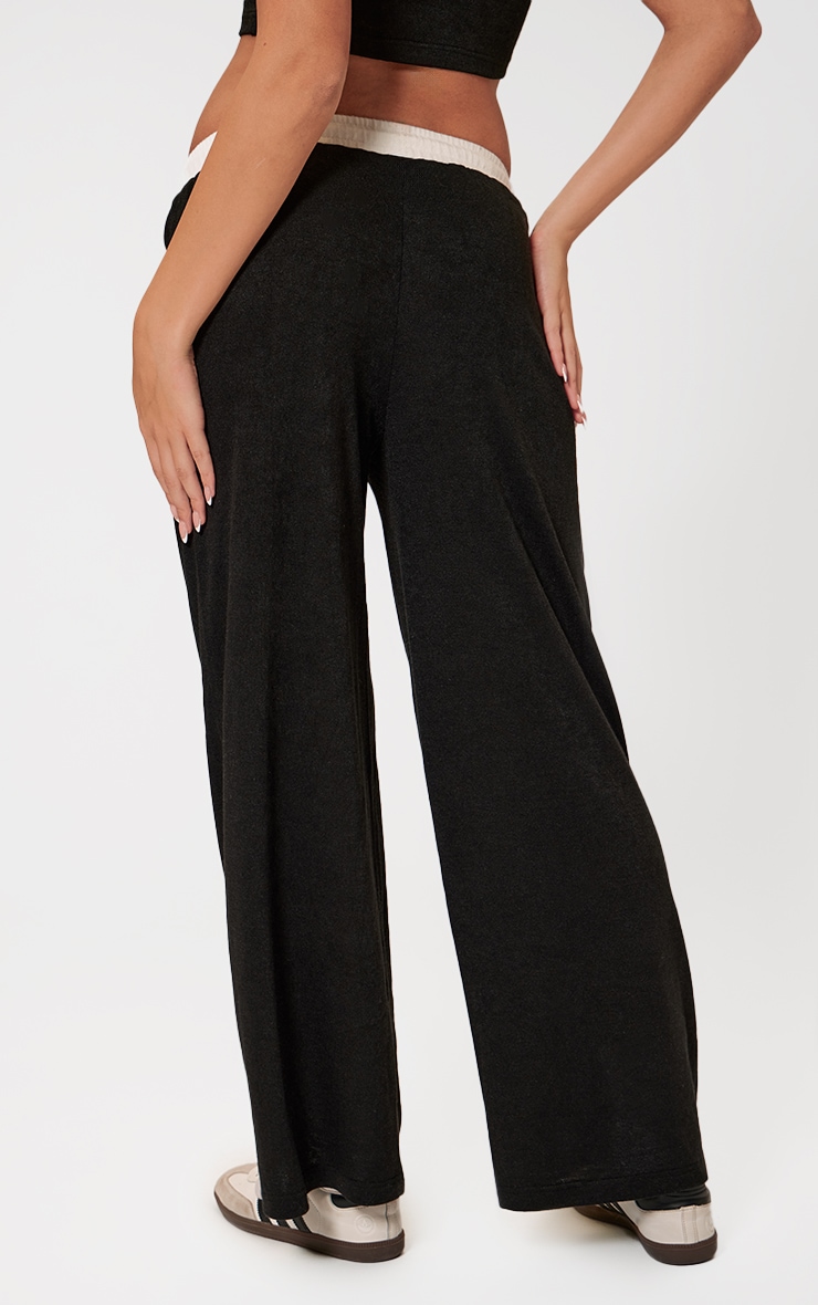 Black Contrast Wide Leg Pants image 3