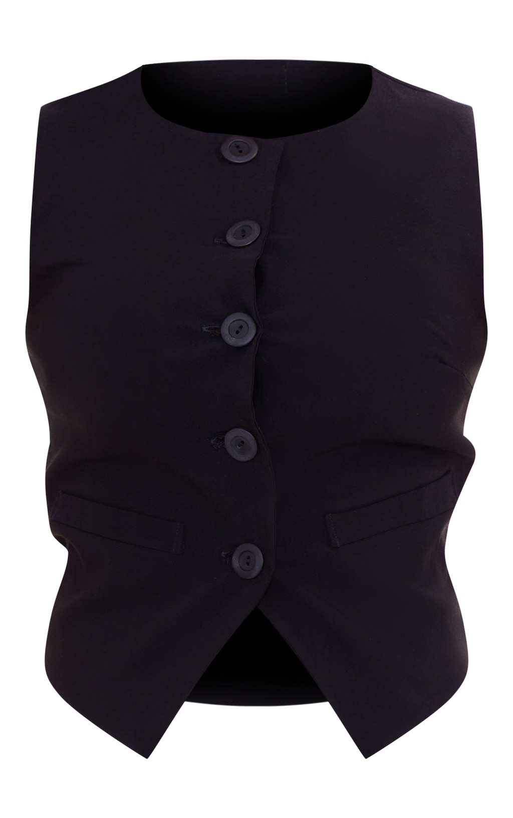 Round Neck Button Faux Fur Vest