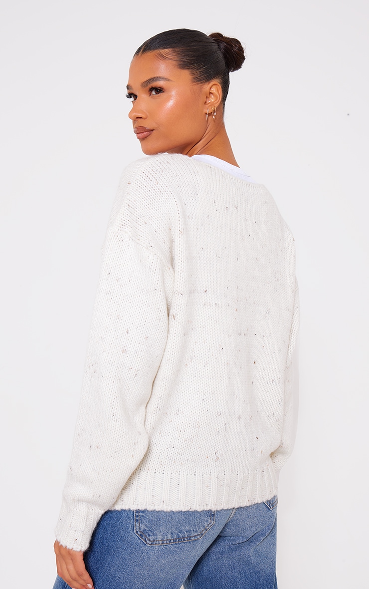 Cream Chunky Pocket Detail Oversized Knitted Cardigan image 2