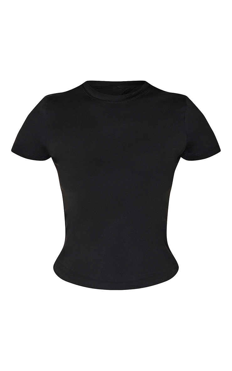 Petite Black Sculpt Longline Short Sleeve Gym Top image 5