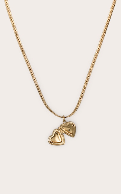 Gold Locket Snake Chain Necklace