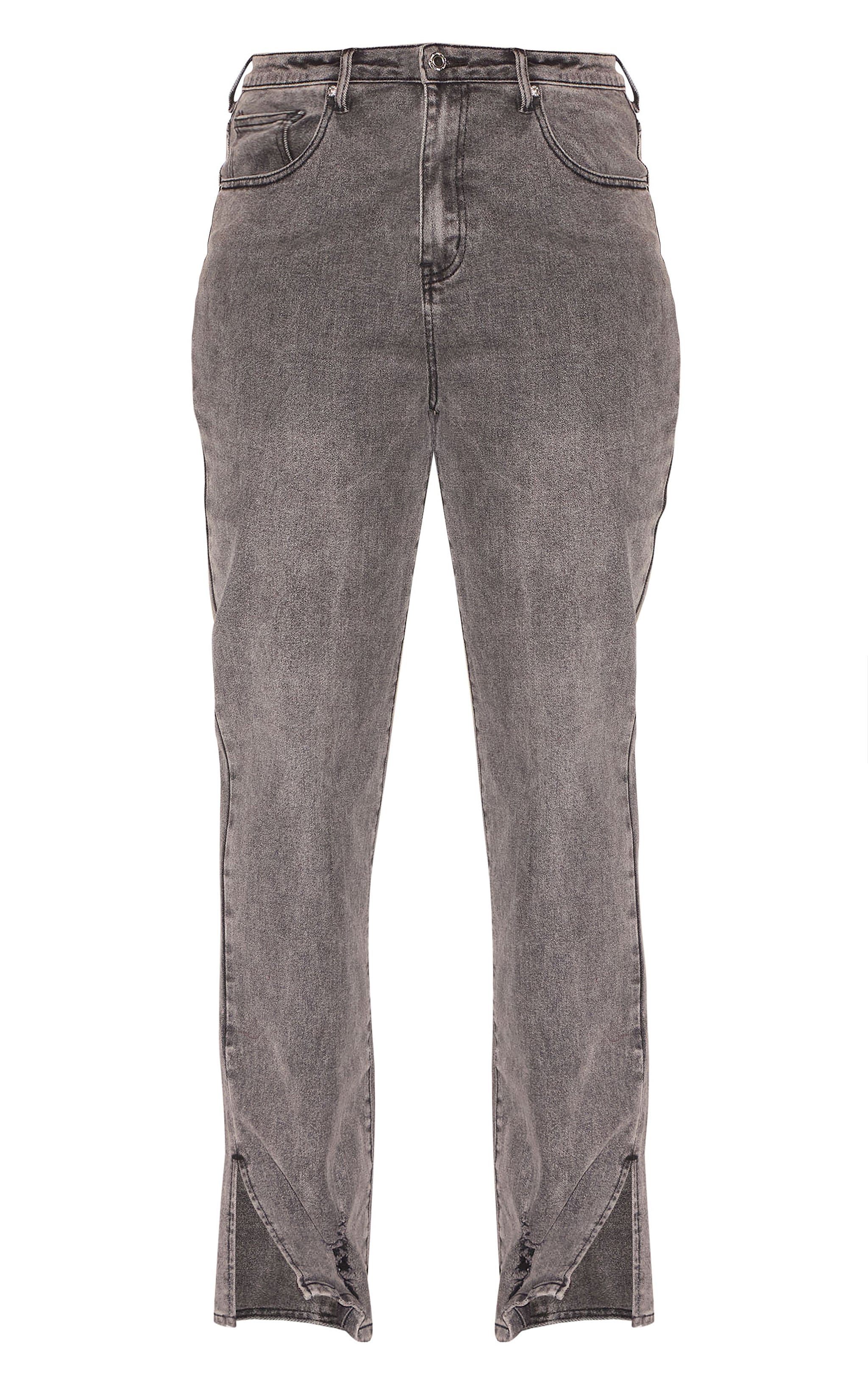 Shape Grey Hourglass Stretch Ripped Split Hem Straight Leg Jeans image 5