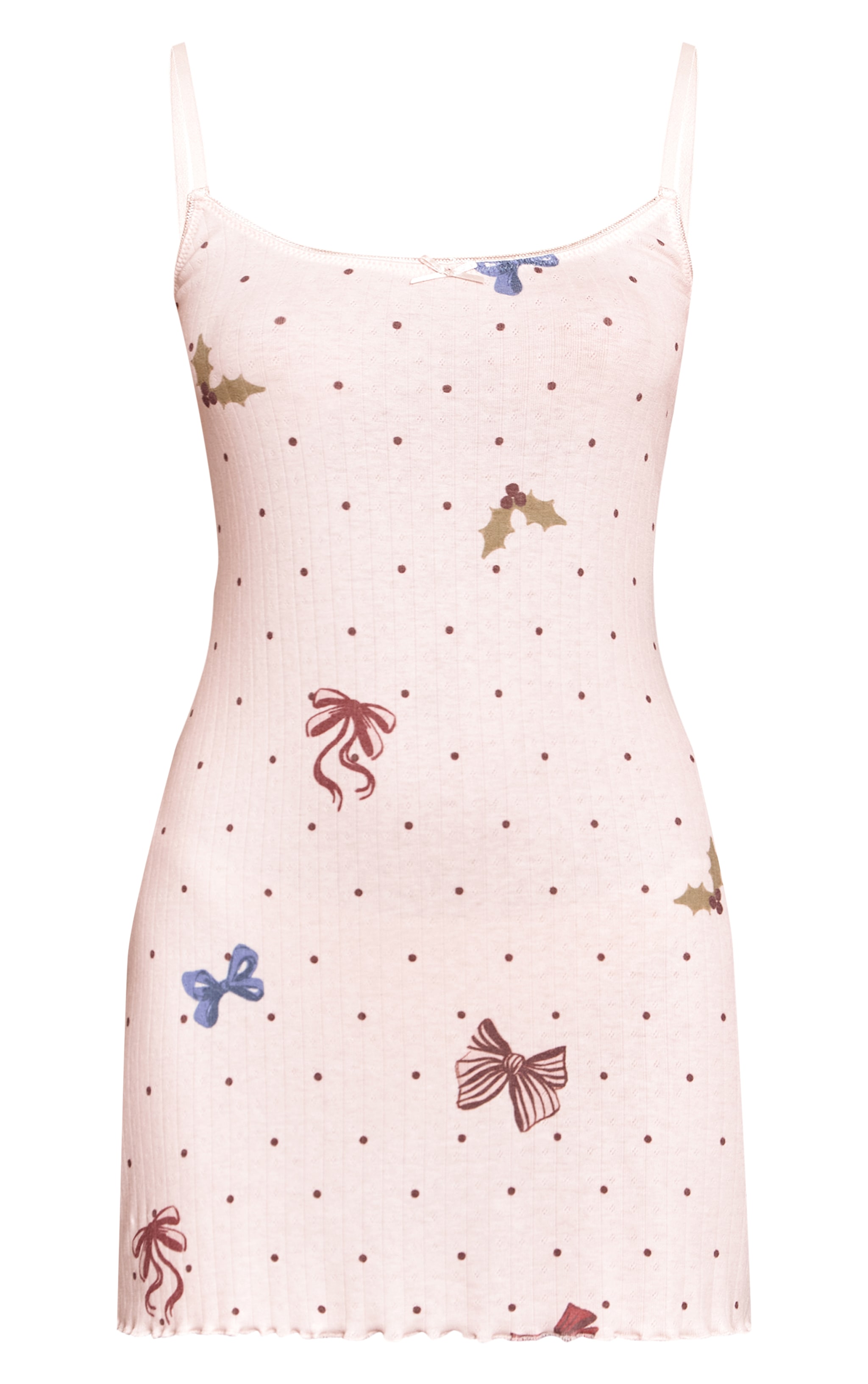 Pink Bow Print Pointelle Mini Pyjama Dress image 5