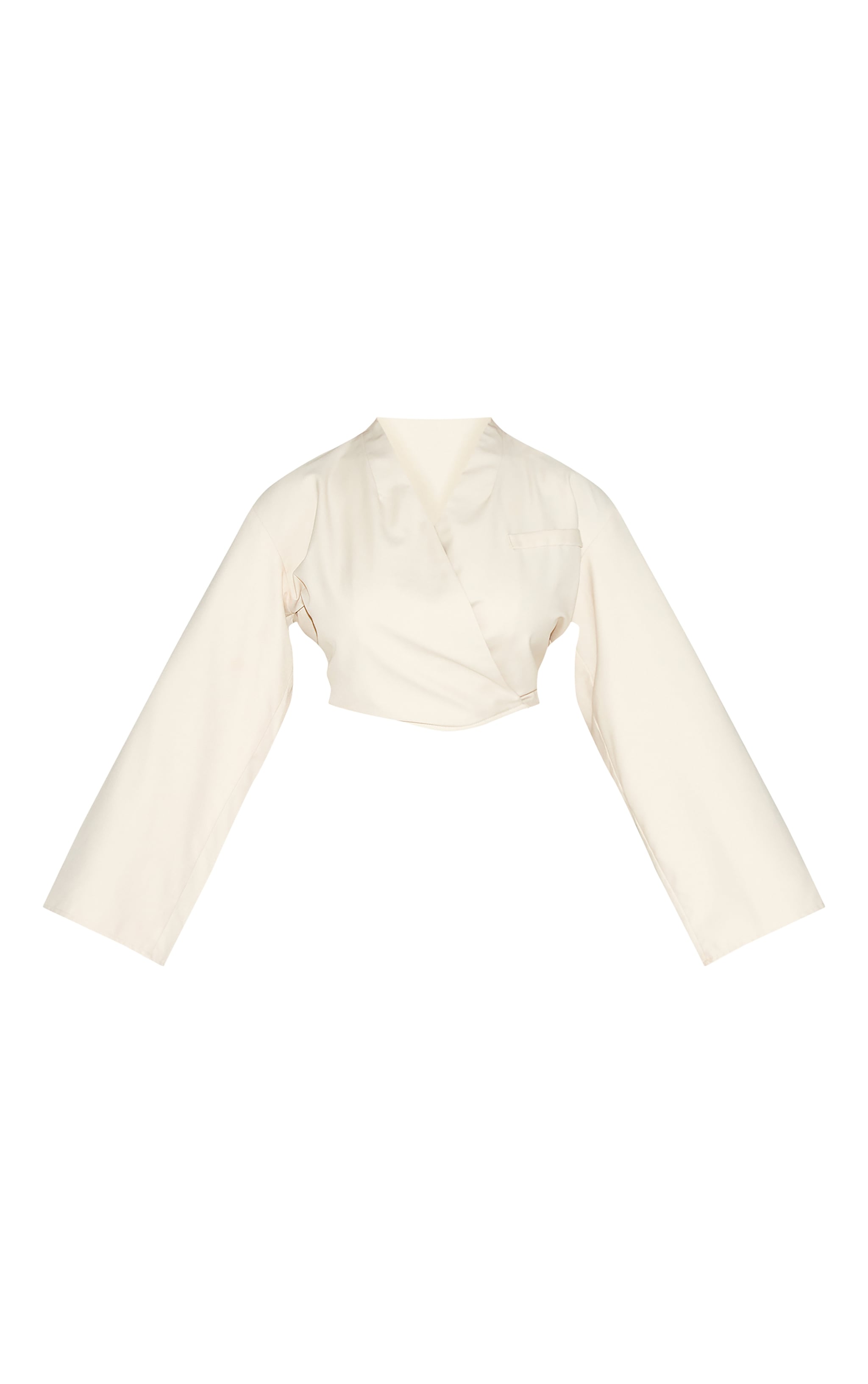 Shape White Tailored Wrap Ver Flared Sleeve Cropped Blazer Top image 5