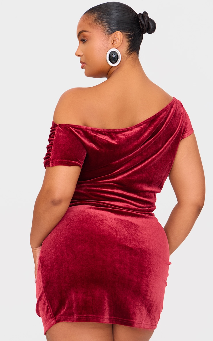 Plus Burgundy Velvet Drape Detail Top image 2