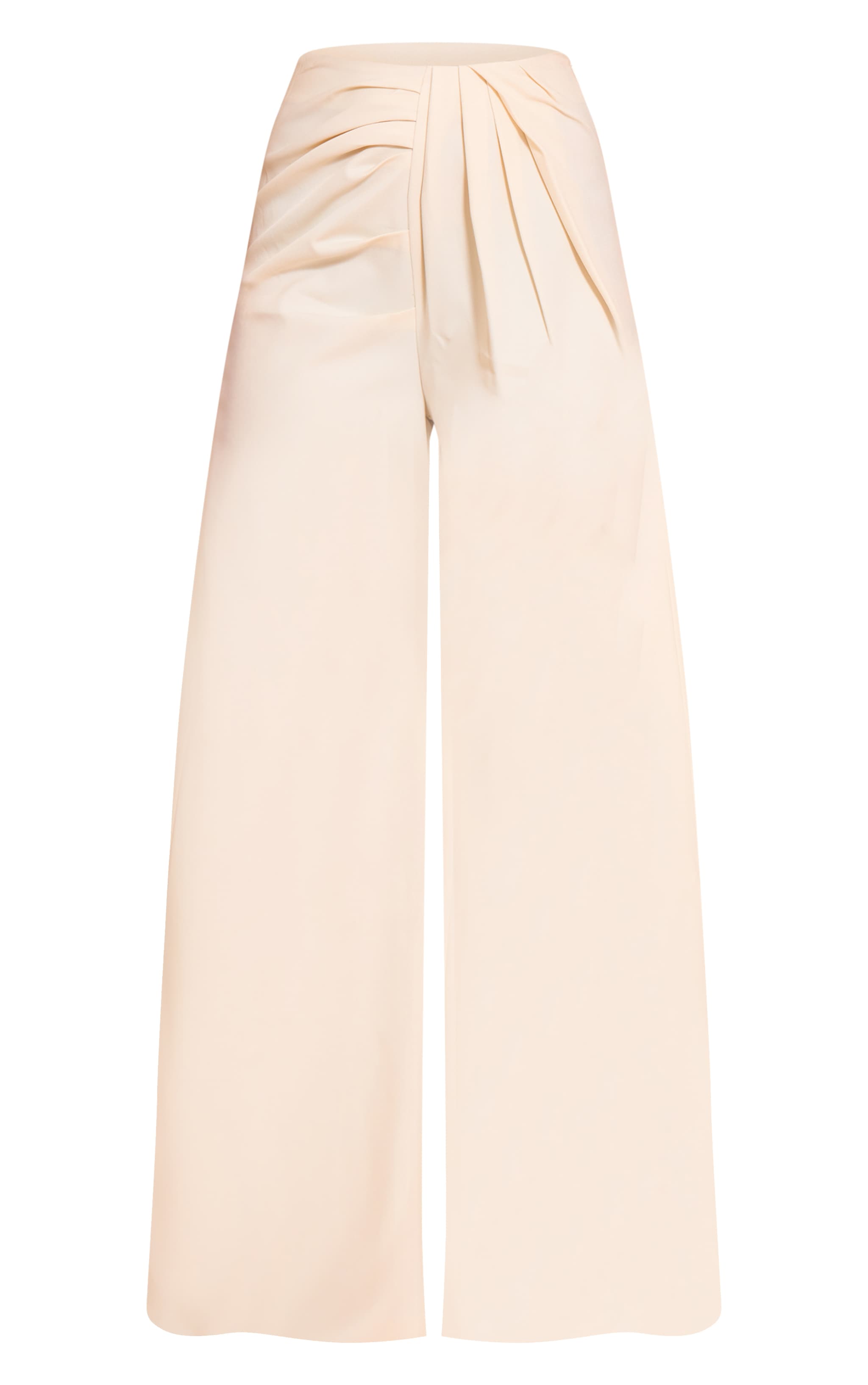 Cream Tailored Woven Pleat Detail Wide Leg Pants image 5