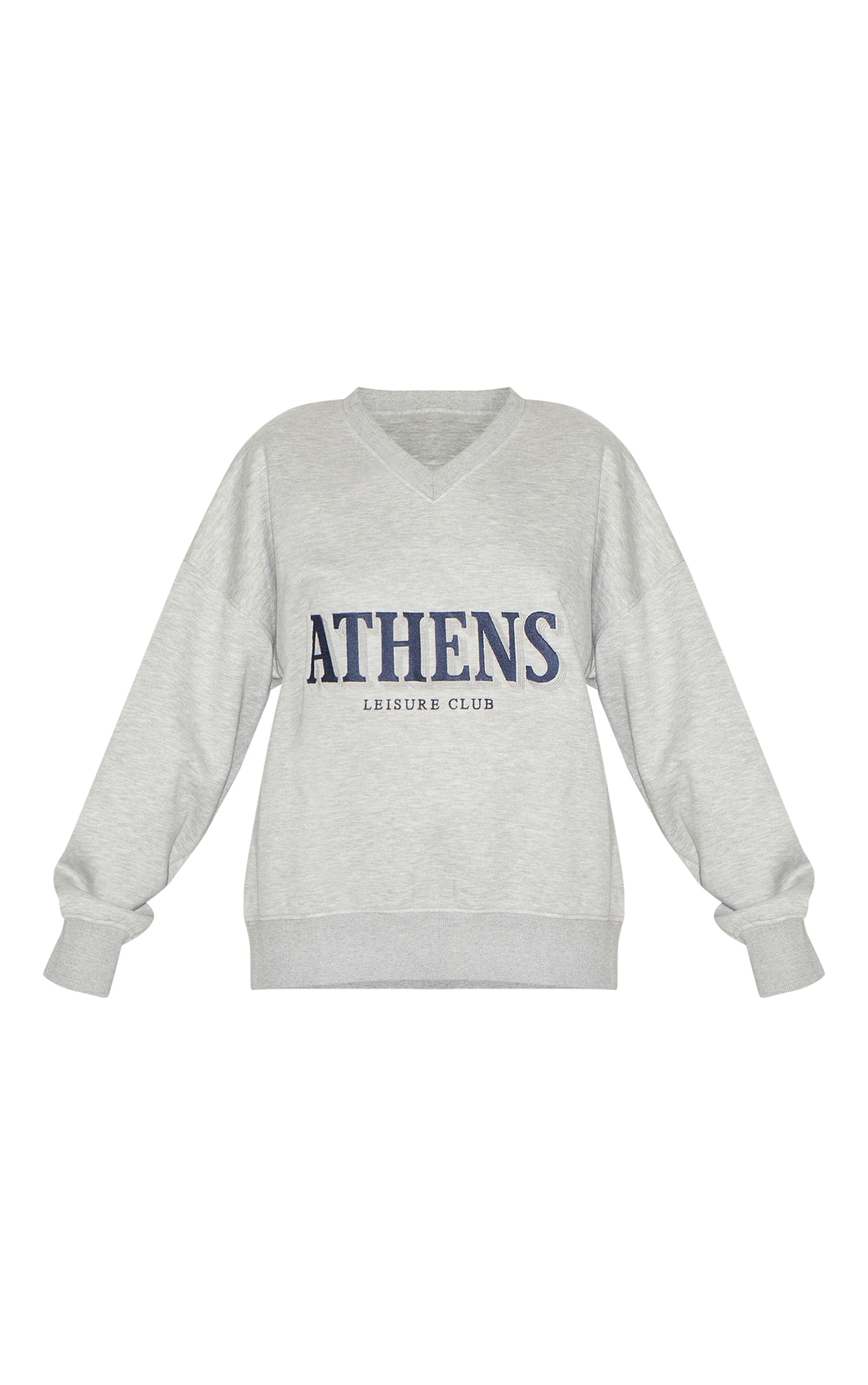 Ash Grey Athens Embroidered V Neck Sweatshirt image 5