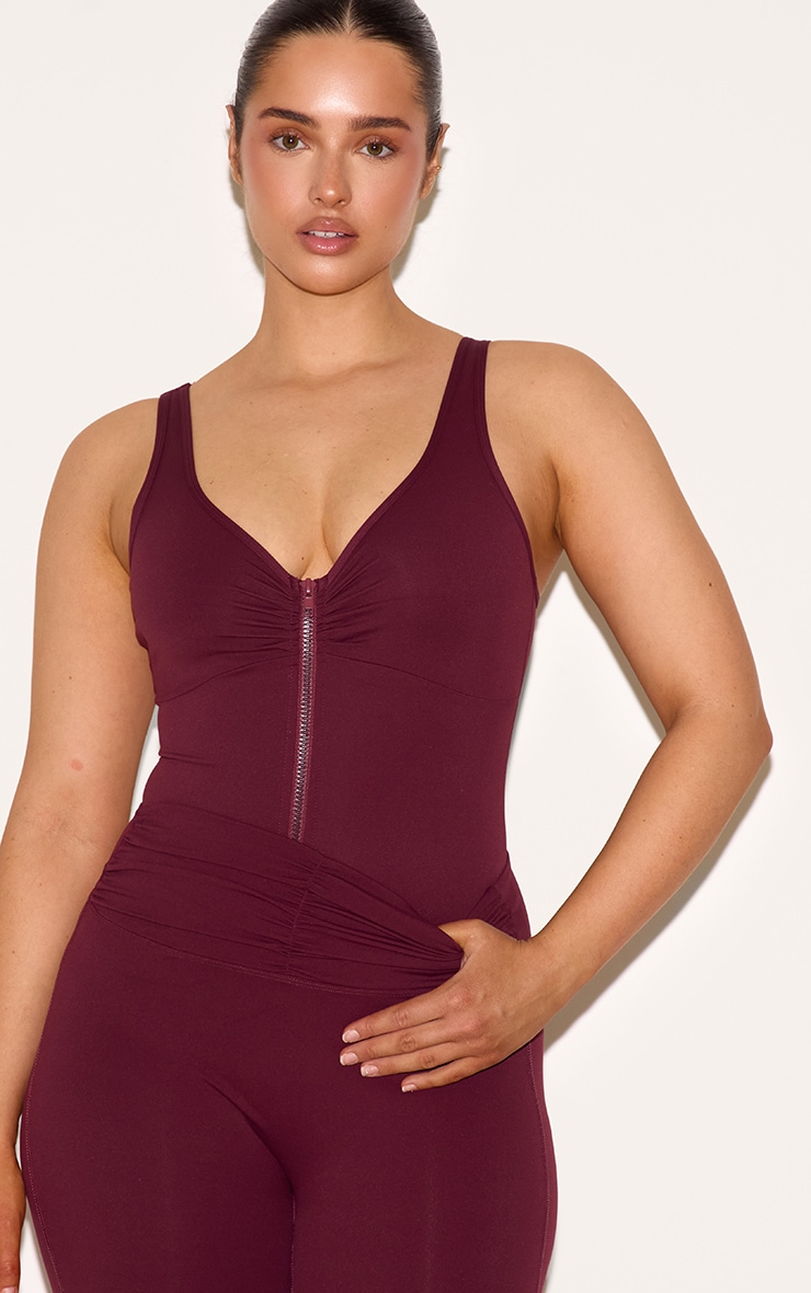 Shape Wine Active Ruched Zip Front Bodysuit image 4