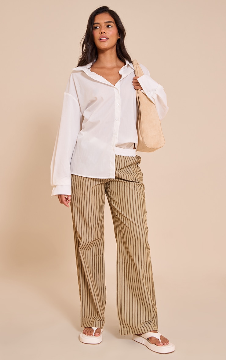 Chocolate Pinstripe Cotton Poplin Contrast Waistband Pant image 2