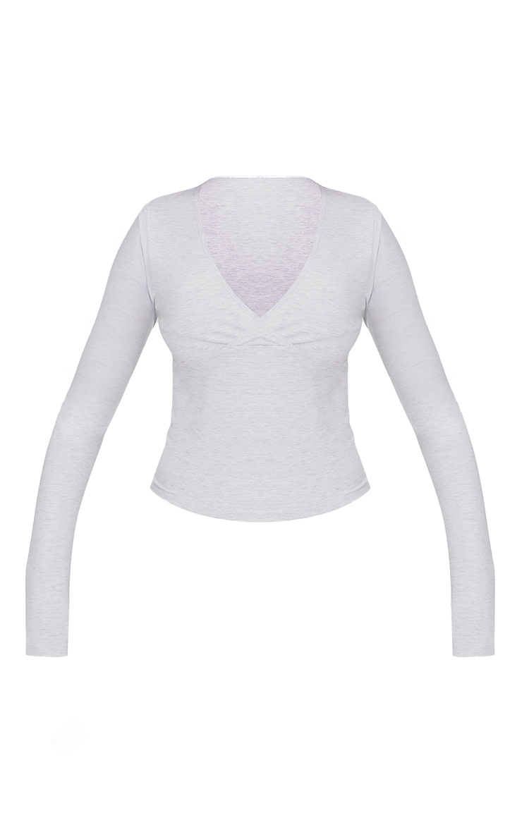 Ash Grey Sculpt Crossover Long Sleeve Top image 5