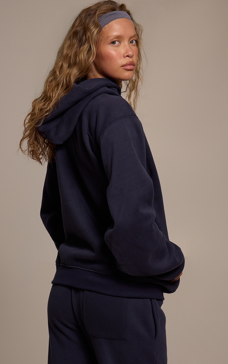 Hoodie pullover en coton polaire bleu marine image 2