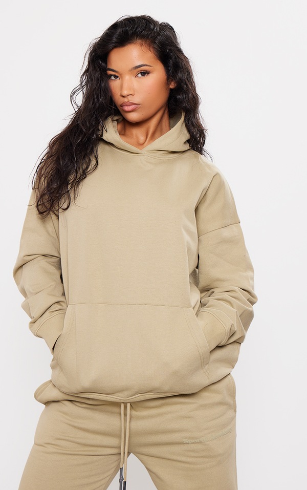 Premium Olive Sports Academy Puff Oversized Hoodie PrettyLittleThing IRE