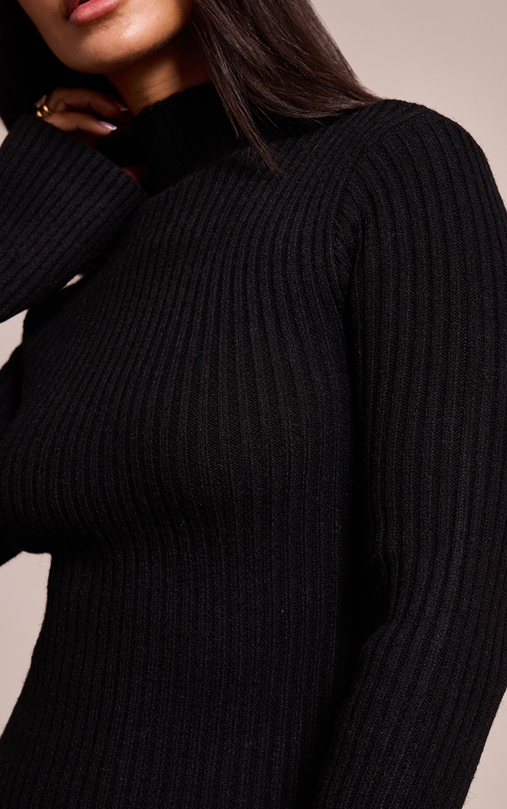 Petite Black Knit Shift Mini Dress image 4