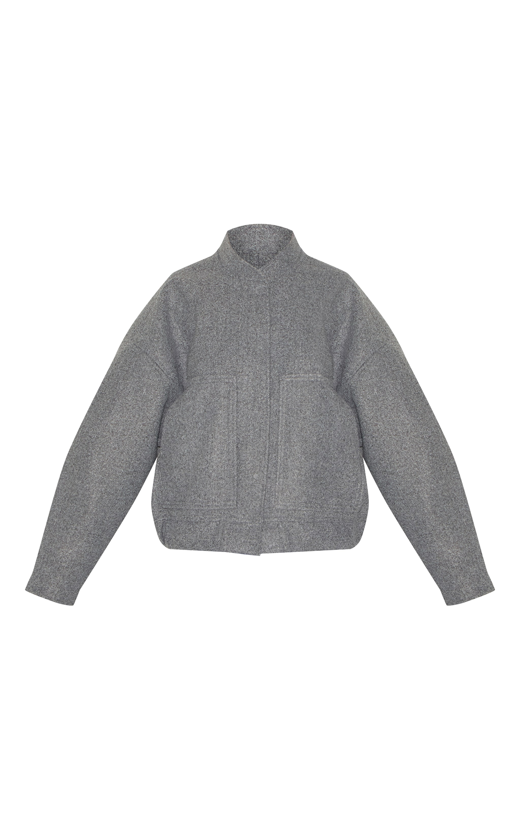 Veste bomber longue en effet laine gris image 5