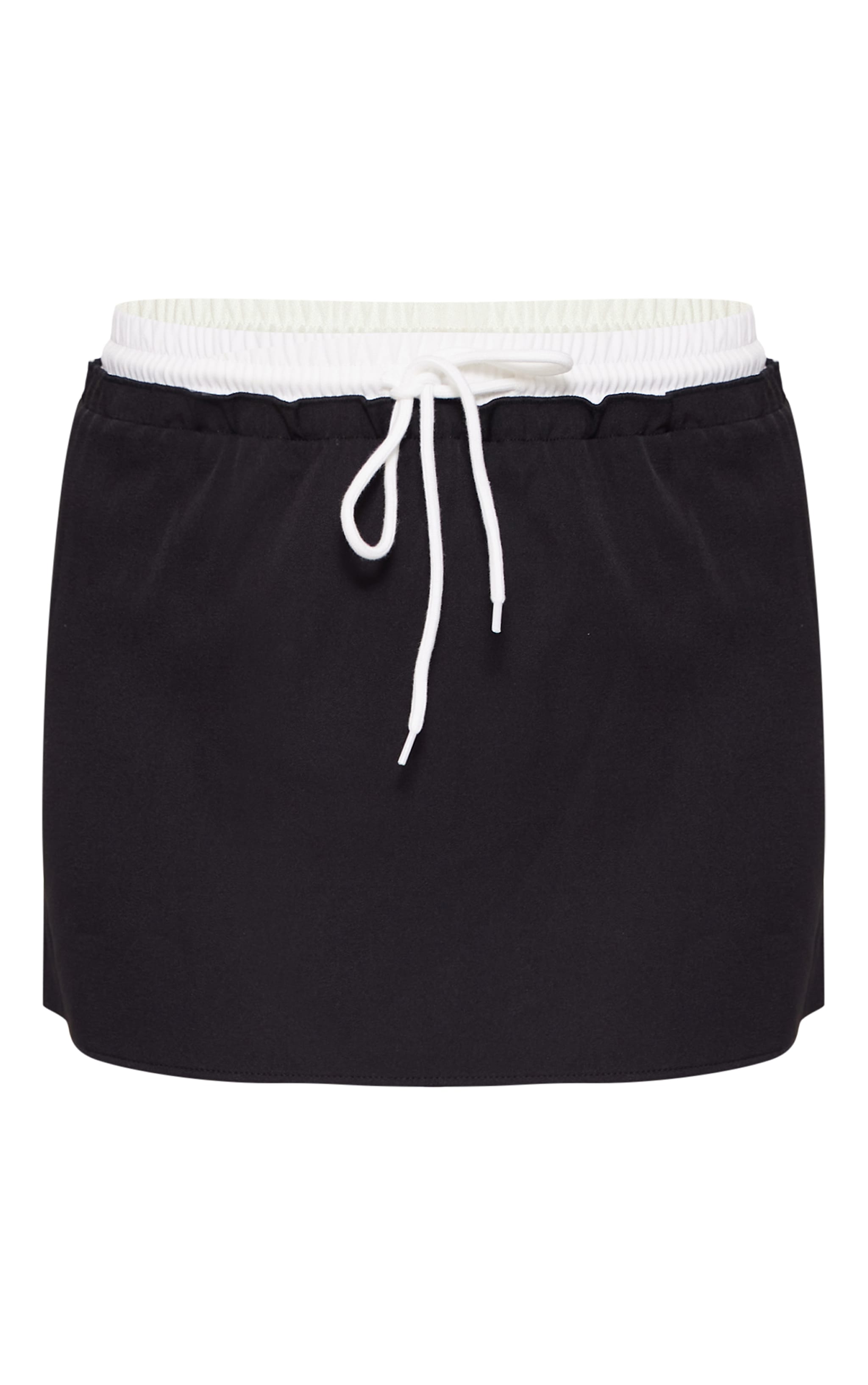 Black Woven Double Waistband Mini Skirt image 6