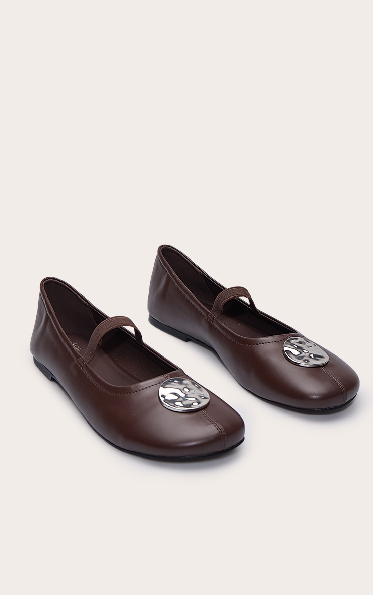 Chocolate Plum PU Silver Embellished Ballet Flat image 3