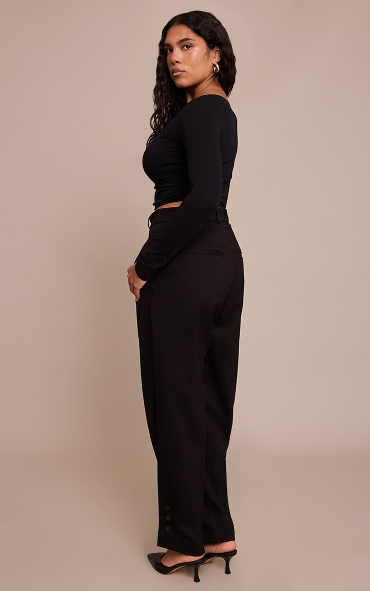 SHAPE BLACK TAILORED HIGHWAISTED PLEATED BUTTON CUFF PANT image 3